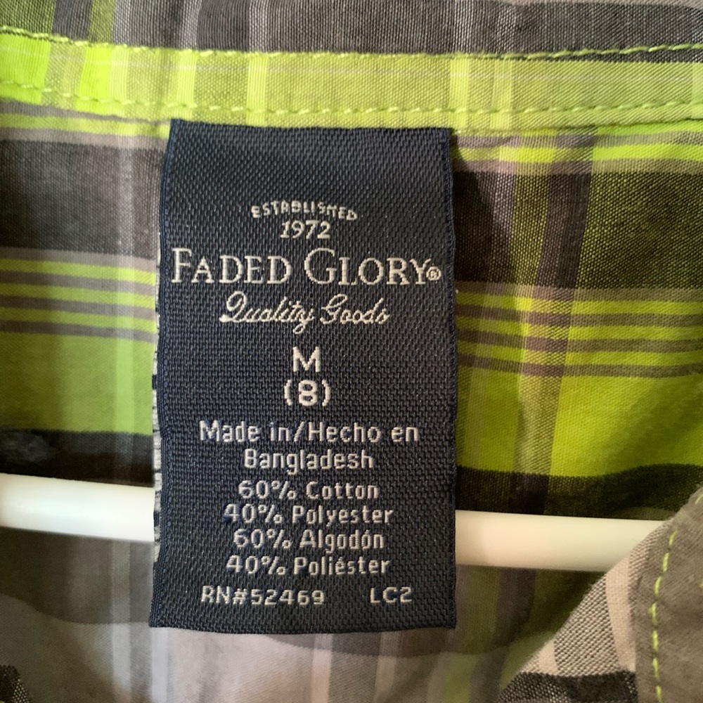 Faded Glory Boys Plaid Button-Up Shirt – Size M (8) - Picture 8 of 9